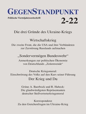 cover image of GegenStandpunkt 2-22